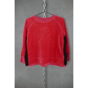 Tuckernuck Velour Sweatshirt Pink Black Side Panel Crew Neck‎ Women's XS
